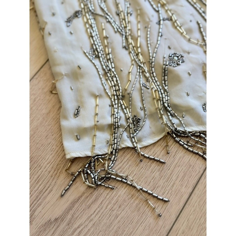 Haute Hippie Beaded Fringe Mini Dress Cream Silver Gold Flapper‎ Style Size 0 - Picture 6 of 12